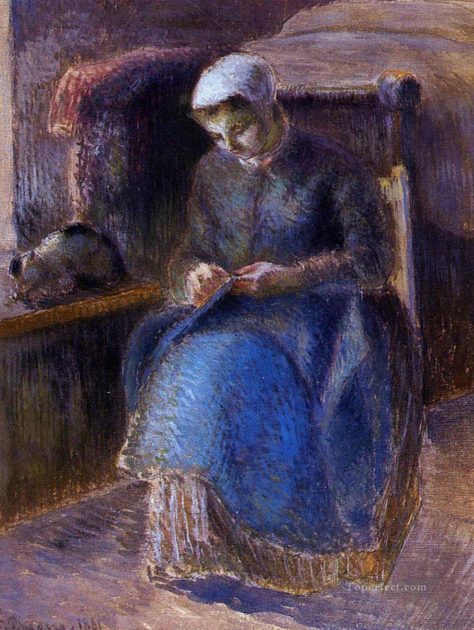 woman sewing 1881 Camille Pissarro Oil Paintings
